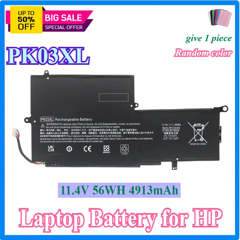 

PK03XL Laptop Battery for HP Spectre Pro X360 13 G1 Series M2Q55PA M4Z17PA HSTNN-DB6S 6789116-005 11.4V 56WH