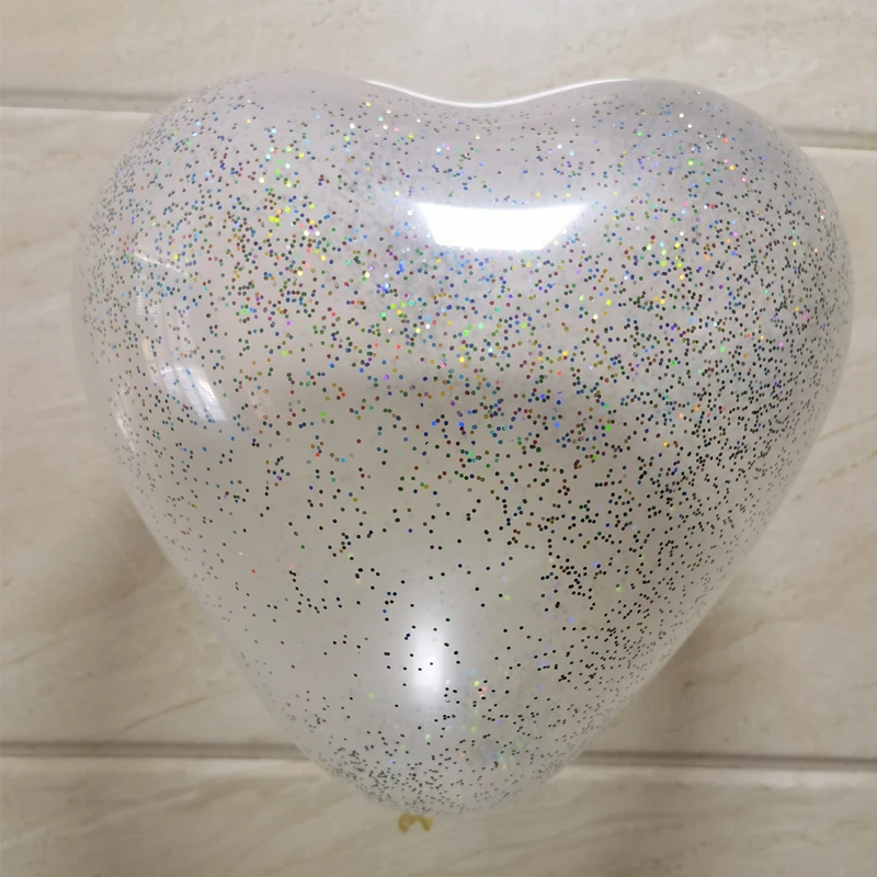 Filled with 1mm Laser Sequins The New Wedding Decoration Is High Transparent Heart-shaped Love Peach Heart Latex Balloon