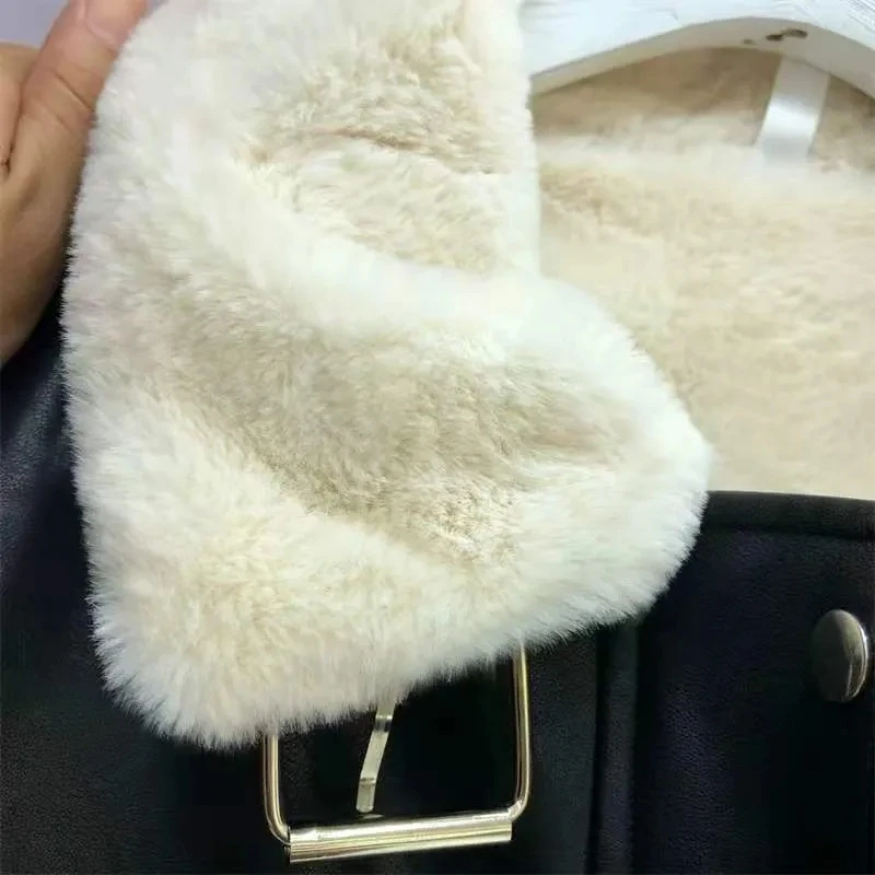 PU Leder Motorrad Kleidung frauen Lose Koreanische Zipper Winter Mantel Lamm Kaschmir Baumwolle Jacke Kurze Jacke Baumwolle Jacke