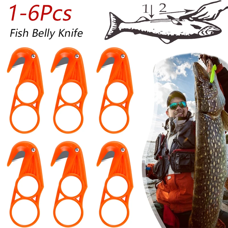 Cuchillo de plástico multifunción para el vientre de pescado, herramienta de corte práctica para acampar al aire libre, portátil, 1-6 piezas