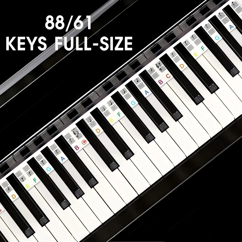Removable Piano Keyboard Stickers 88/61 Keys Note Labels Guide for Piano Beginners Learning