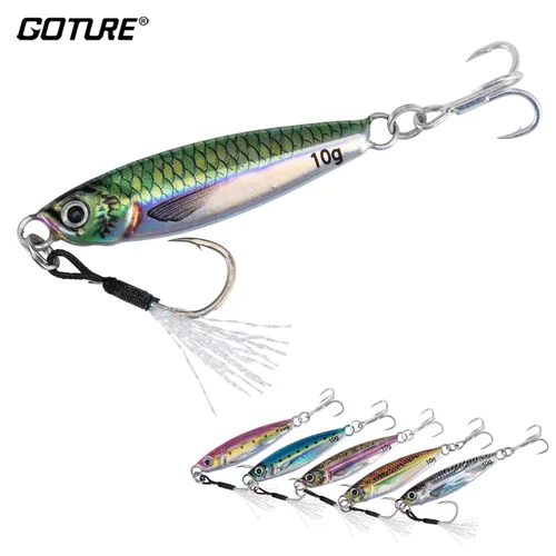 Goture 7g 10g 15g 20g 30g 40g 60g 80g señuelo de pesca Jigging de agua salada con anzuelo de asistencia y anzuelo triple cuchara de fundición cebo de orilla