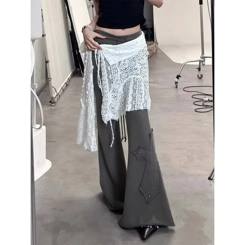 

Lace Layered Gauze Skirt with Tie Up Women Vintage Bowknot Print See-Through Lace Strap One Piece Bandage Tulle Dress Curtain