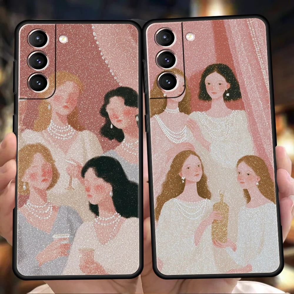 Phone Case for Samsung Galaxy S26 S25 S24 S23 S22 S20 S21 FE Ultra S10 S10E S9 Plus Soft TPU Stylish Fashion Girl Best Friends