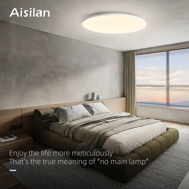 Aisilan LED Smart Ceiling lamp Ultra-thin Light Control by Remote Dimmable 24W 36W Flood Lighting for Living room Bedroom