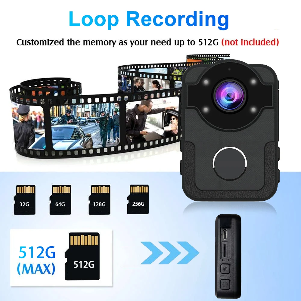 Danruiee M1 Full HD 1080P Body Camera 40MP Police Recorder 3200MAH Battery Bodycam Chest Camera Night Vision Mini Body Cam