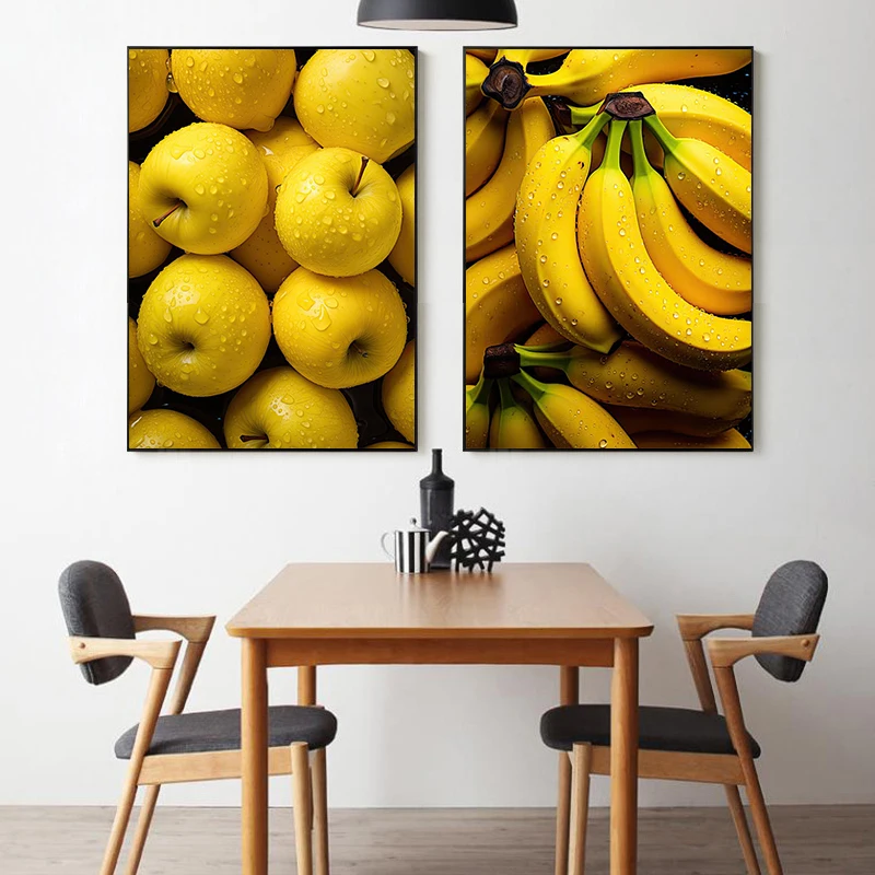Fresh Fruit Strawberry Orange Peach Apple Banana Poster Modern Food Canvas Paintings Wall Art Picture Kitchen Home Decor