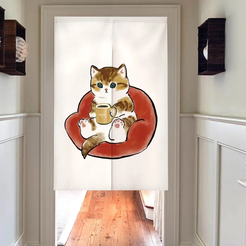 VIKAMA Healing Lazy Cat Cartoon Door Curtain Nordic Style Entrance Decoration Partition Door Curtain Home Decoration