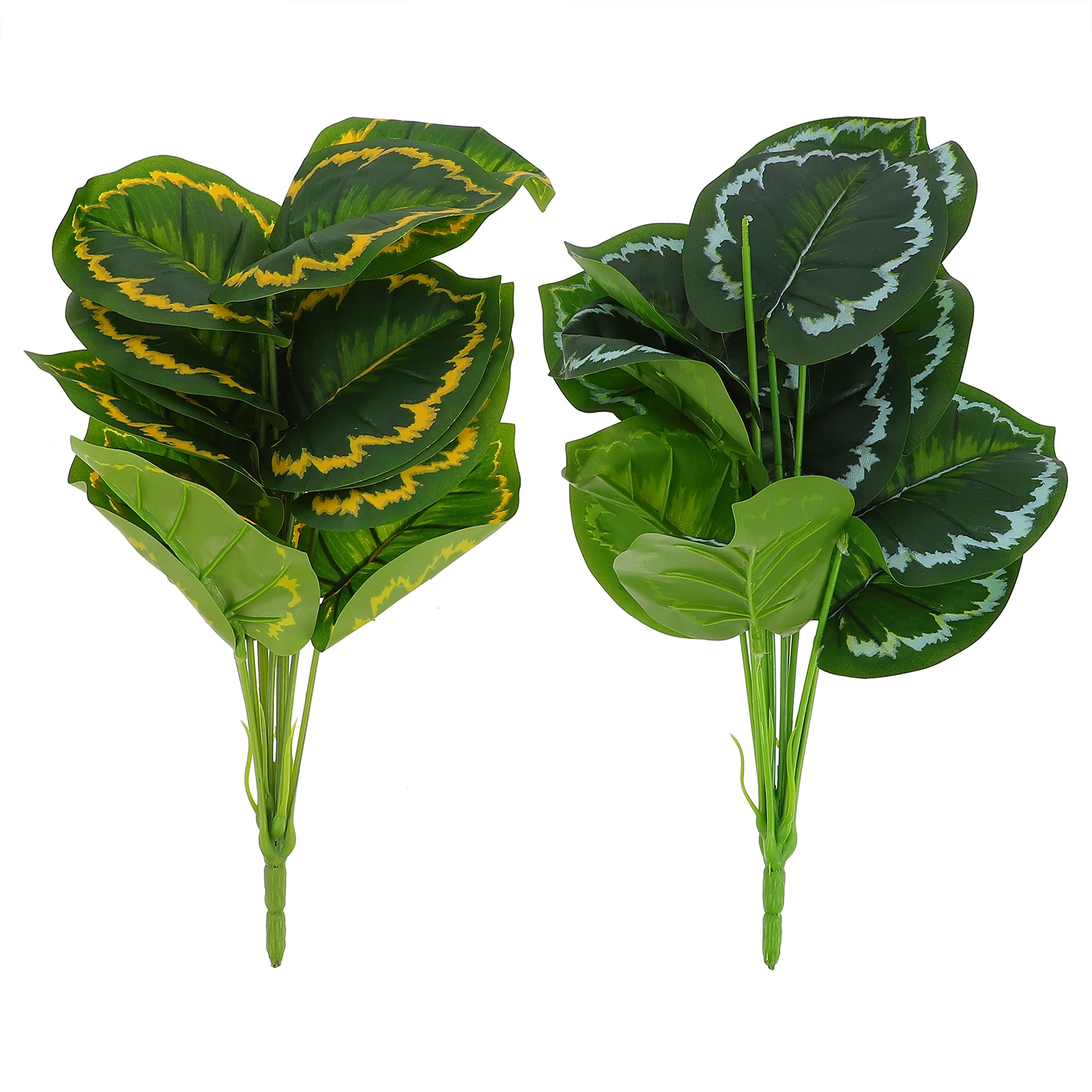 

2pcs Artificial Plant Leaves Peacock Design Green Decor Home Office Wall Hanging PVC Simulated Plants for Indoor