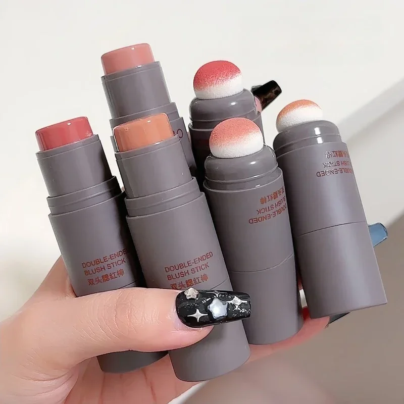 Double-End Blush Stick Spons Gezicht Blush Waterdichte Verhelderende Gezicht Contouren Schaduw Blusher Tint Wang Koreaanse Cosmetica