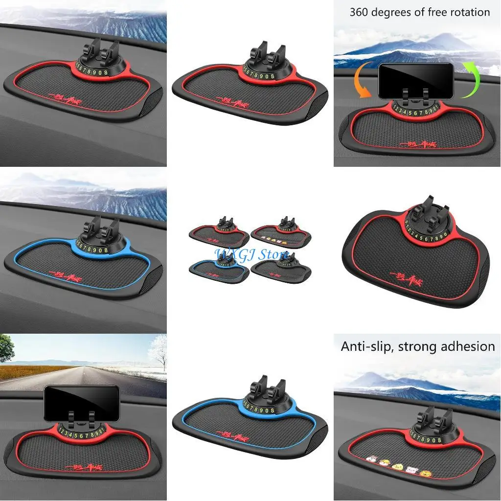 

37JE Car Dashboard Bracket Anti-Slip Mat Cushion with Number Plate Multifunction Phone Mount Mat
