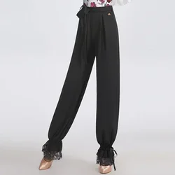 2025 New Latin Dance Pants Women Performance National Standard Waltz Trousers Ladies Black Modern Ballroom Dancewear Costumes