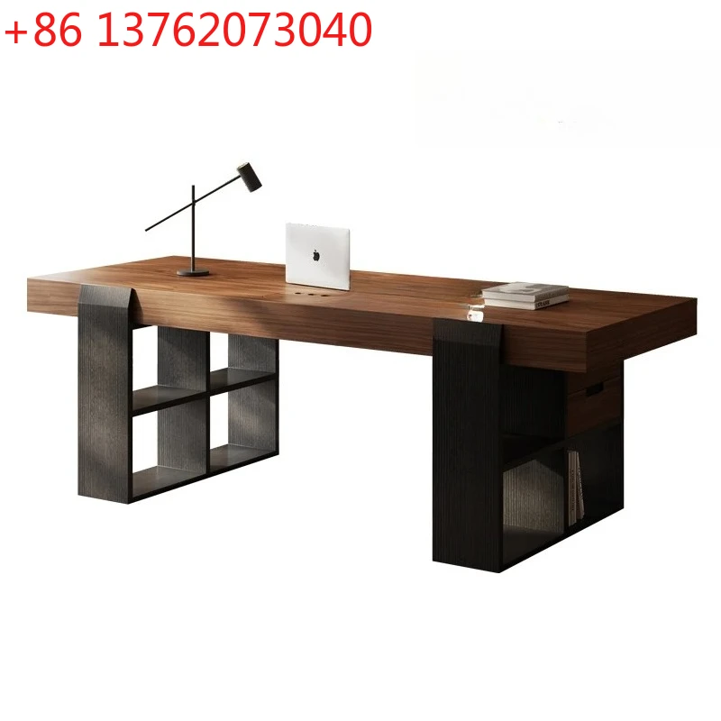 

Italian minimalist double office large desk desktop computer desk walnut color study writing desk