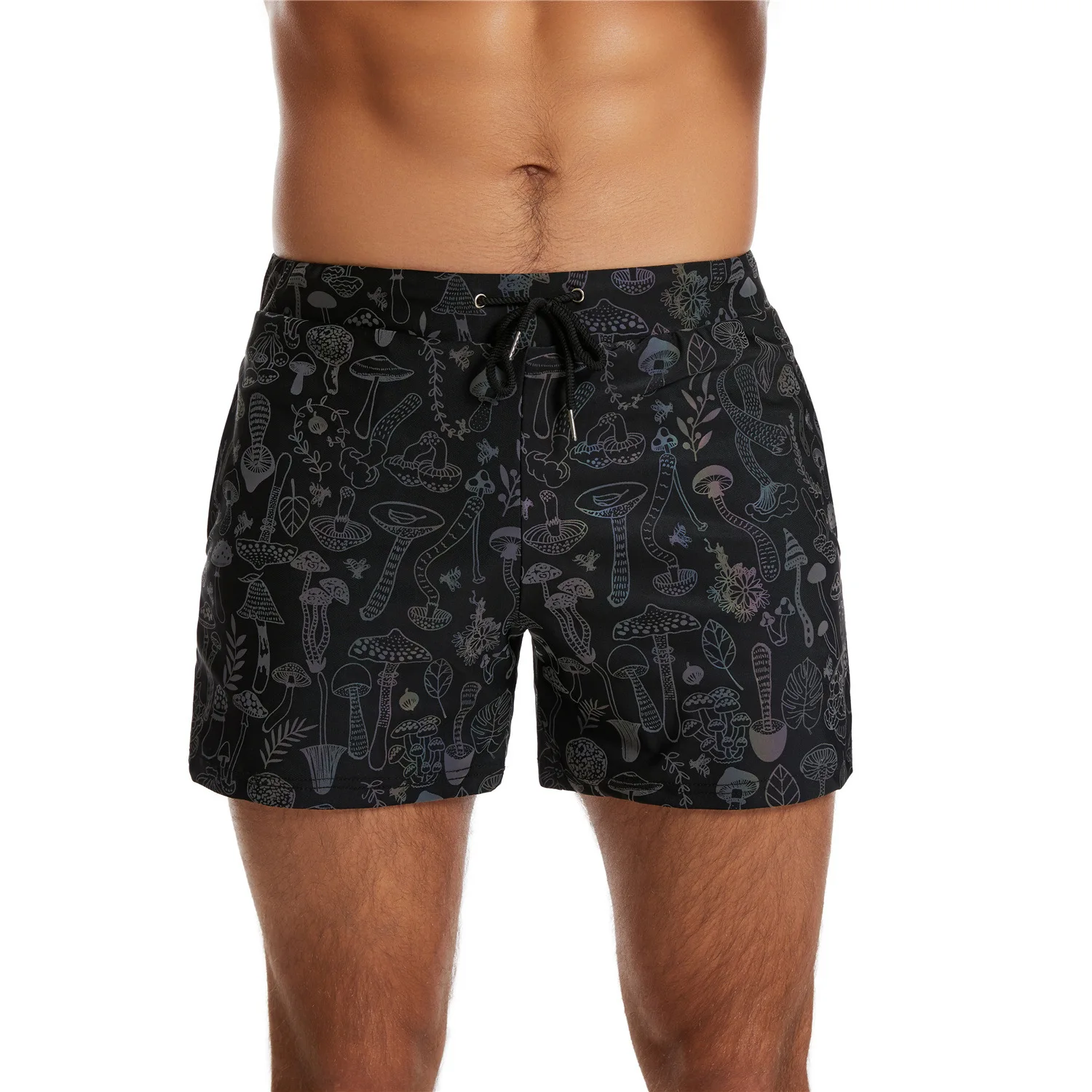 Summer Men's Sets Mushroom Print Reflective Tank Top Elasticity Breathable Sleeveless TShirt Sportswear Shorts Joggers tracksuit