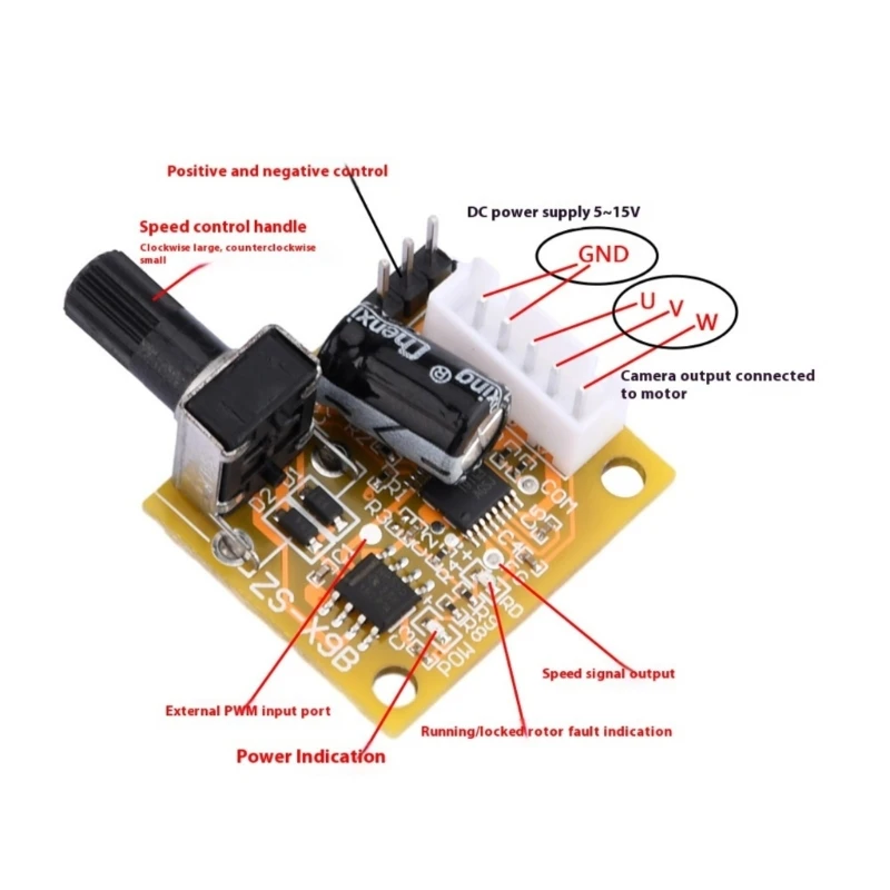 5V-15V 15W 3 Phase BLDC Motor Driver Board Speed Control Reverse Polarity Protective Motor Speed Controller Board