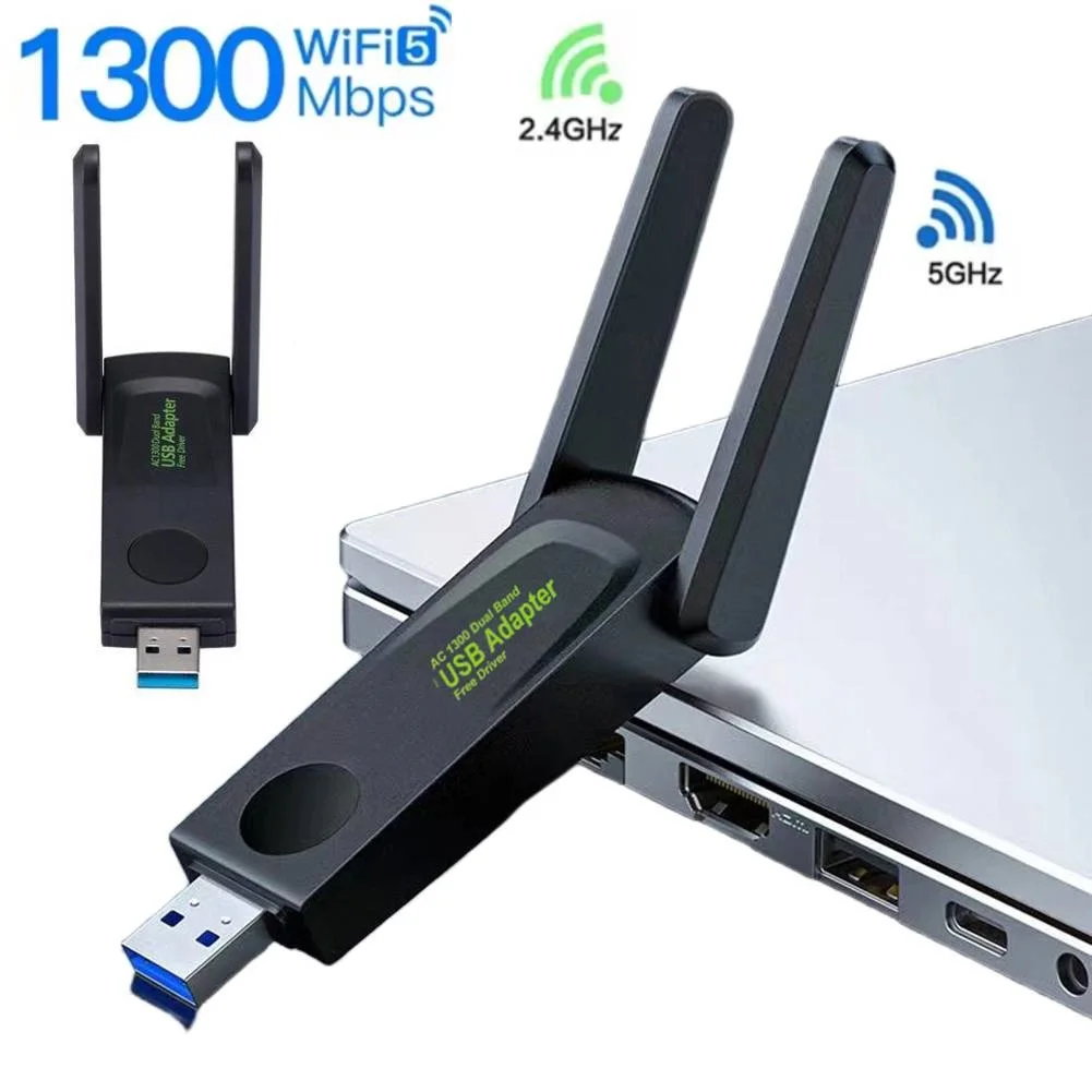 

1300 Мбит/с Wi-Fi USB-адаптер двухдиапазонный 2,4G + 5,8 ГГц Wi-Fi ключ сетевая карта USB3.0 высокоскоростной беспроводной Wi-Fi-приемник для портативных ПК
