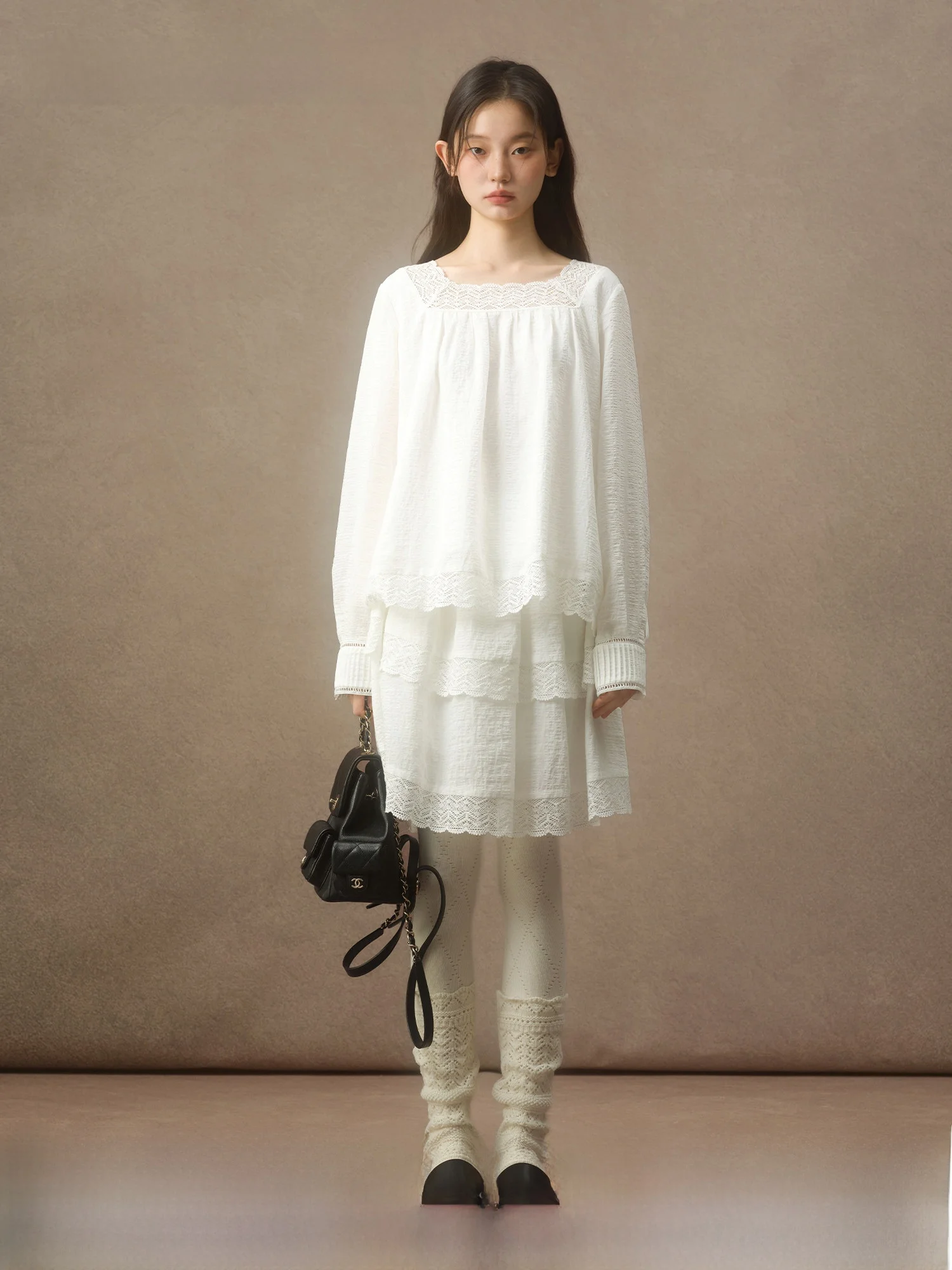 

Новая женская юбка Babymoon Larsele с текстурой, длинными рукавами и квадратным воротником, оригинальный дизайн, свободный крой, с цветочным принтом