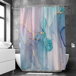 Colorful abstract marble shower curtain creative watercolor ink art geometric modern bathroom decoration 180 * 180cm with 12 hoo