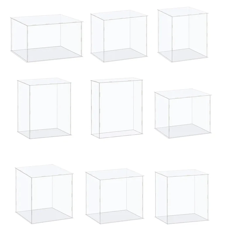 Acrylic Display Case With White Base Cube Acrylic Dustproof For Collectibles Figures Dolls, Countertop Plexiglass Display Case