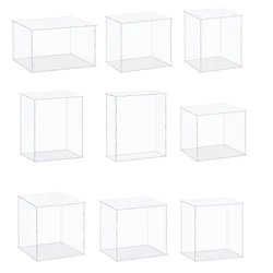 Acrylic Display Case With White Base Cube Acrylic Dustproof For Collectibles Figures Dolls, Countertop Plexiglass Display Case