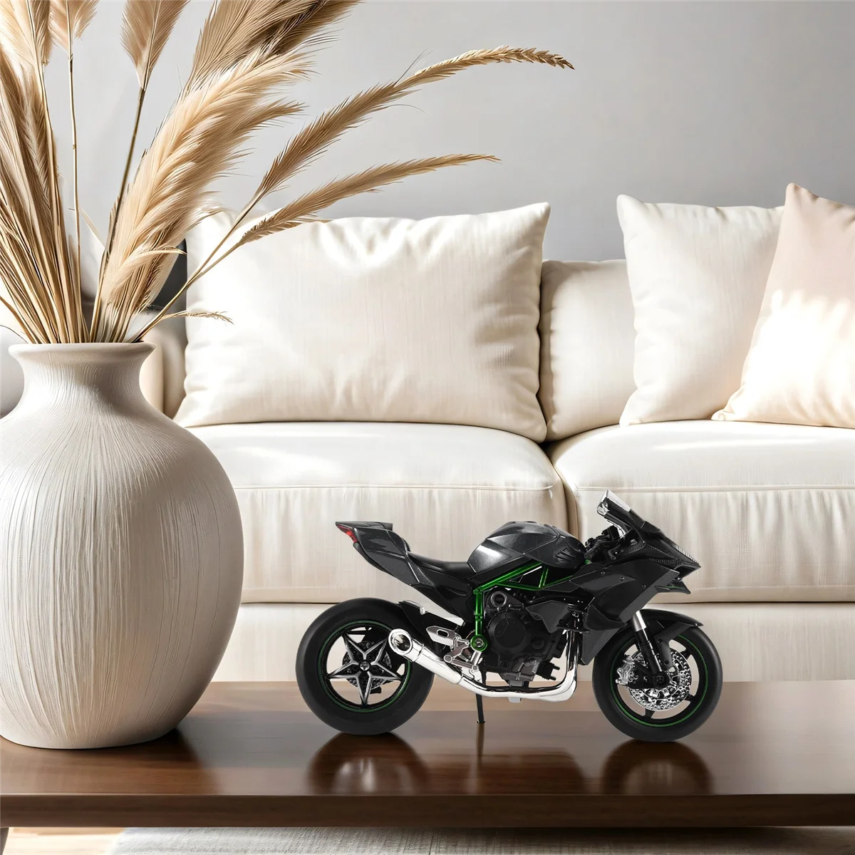 ABXY 1:12 H2 R Motorcycle Diecast Alloy Model Toy Black H2R Motorbike Detachable Collection Black