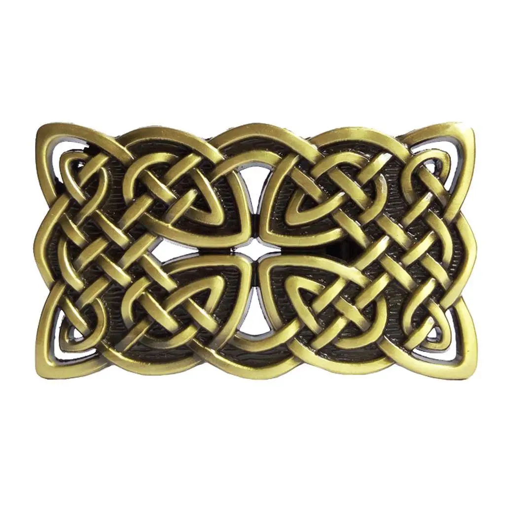 Mens Knots Cross Mediaval Rectangle Leather Metal Belt Buckle