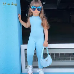 Mono sin mangas a la moda para bebé, niña y niño, traje de cuerpo para niño pequeño, pelele ajustado, pantalón, monos de verano, ropa para bebé de 2 a 7 años