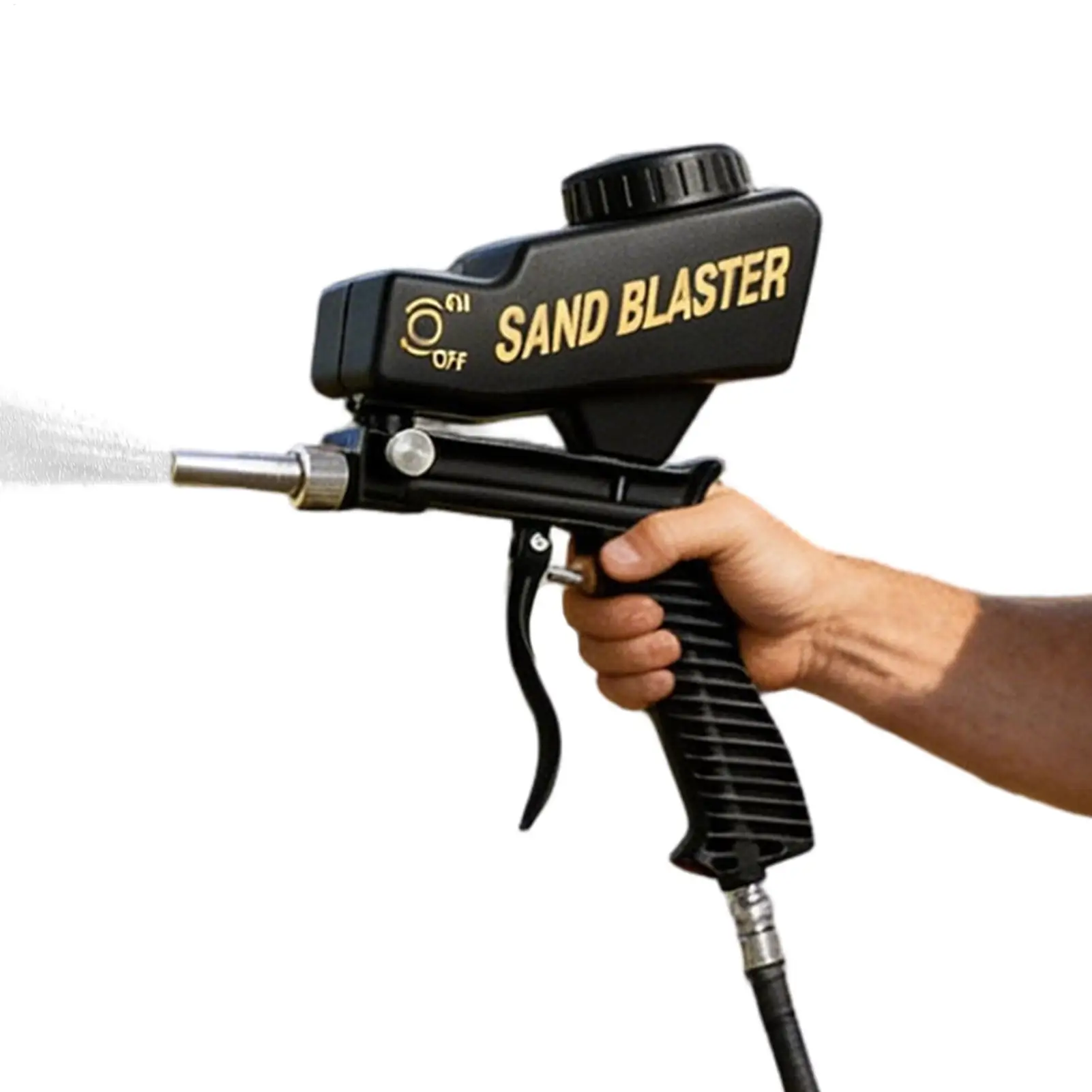 Sandblasting Gun Kit, Portable Sand Blaster Gravity Feed With Adjustable Air Regulator, Rust Paint Removal Tool For Metal Wood