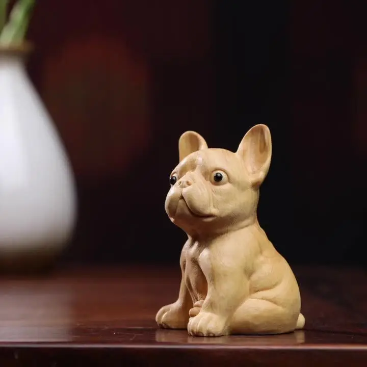 

Премиальный натуральный самшит, французский бульдог, резьба, ручной декор, креативное ремесло, изысканное коллекционное художественное украшение