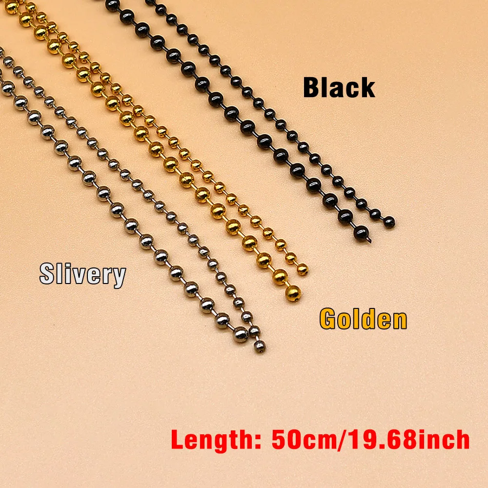 MNFT Fly Tying Bead Chain Eyes, 3 Colors, 2.4/3.2mm Carbon Steel Fly Fishing Lure Making Beads, DIY Crafting Accessory Materials