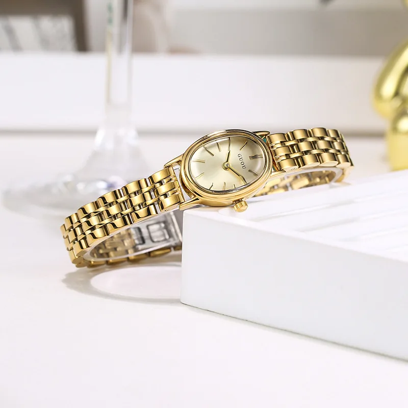 새로운 여성용 시계, 스틱 마커가 있는 타원형 다이얼 시계 캐주얼 럭셔리하고 세련된 여성용 손목시계, 여성용 액세서리.