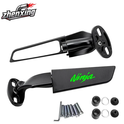 Imagen 2 del producto Para Kawasaki NINJA 125 250 300 NINJA400 NINJA500 NINJA650 motocicleta CNC espejo retrovisor de ala fija, espejo retrovisor de motocicleta