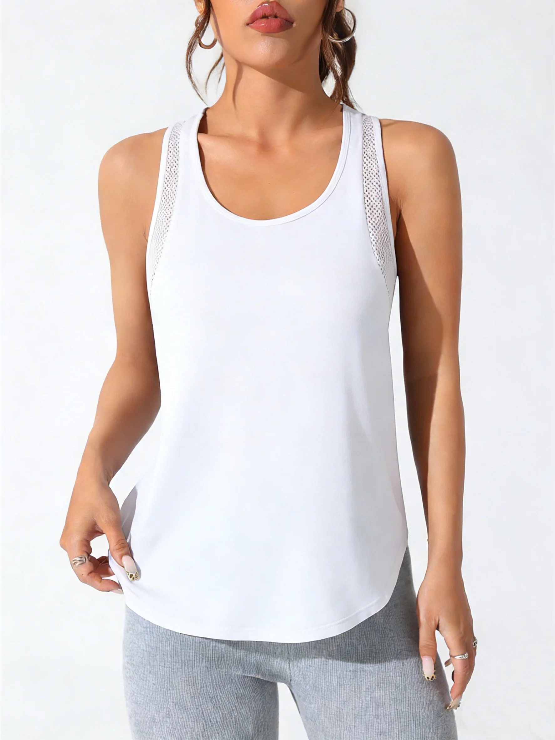 Yoga Sport Laufweste Sommer Damen Leichtes Atmungsaktives Tanktop Täglich Locker Schnelltrocknend Kühl Pullover Basics Einfaches T-Shirt