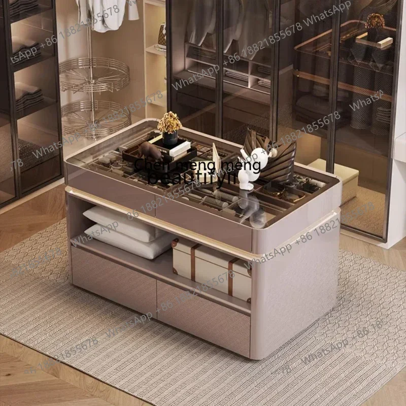 D178  Italian Style Cloakroom Middle Island Chest of Drawers for Master Bedroom Jewelry Storage Display Cabinet
