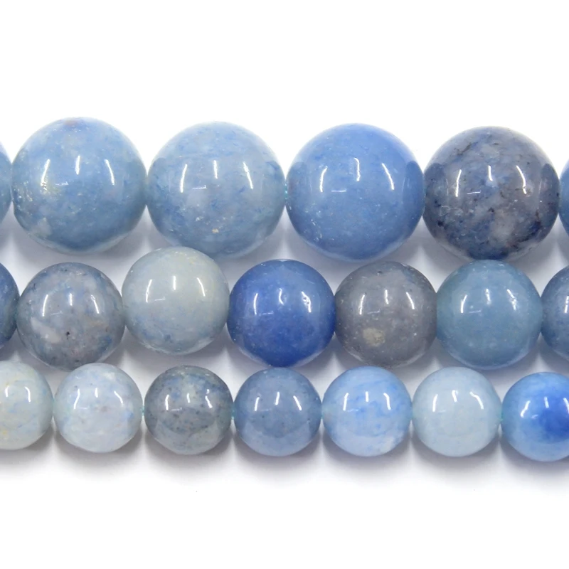 Natural Smooth Blue Aventurine 4 6 8 10 12MM Round Loose Strand Stone Beads For Jewelry Making Bracelets Necklace Earrings Gift