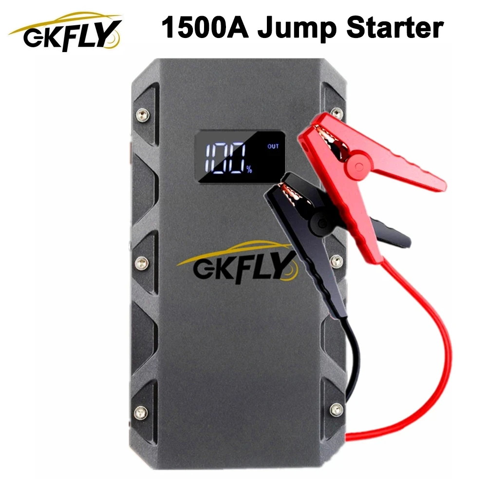 GKFLY 2024 Car Jump Starter 18000mAh 1500A 12V Output Portable Emergency Car Starter Power Bank Car Booster Starting Device