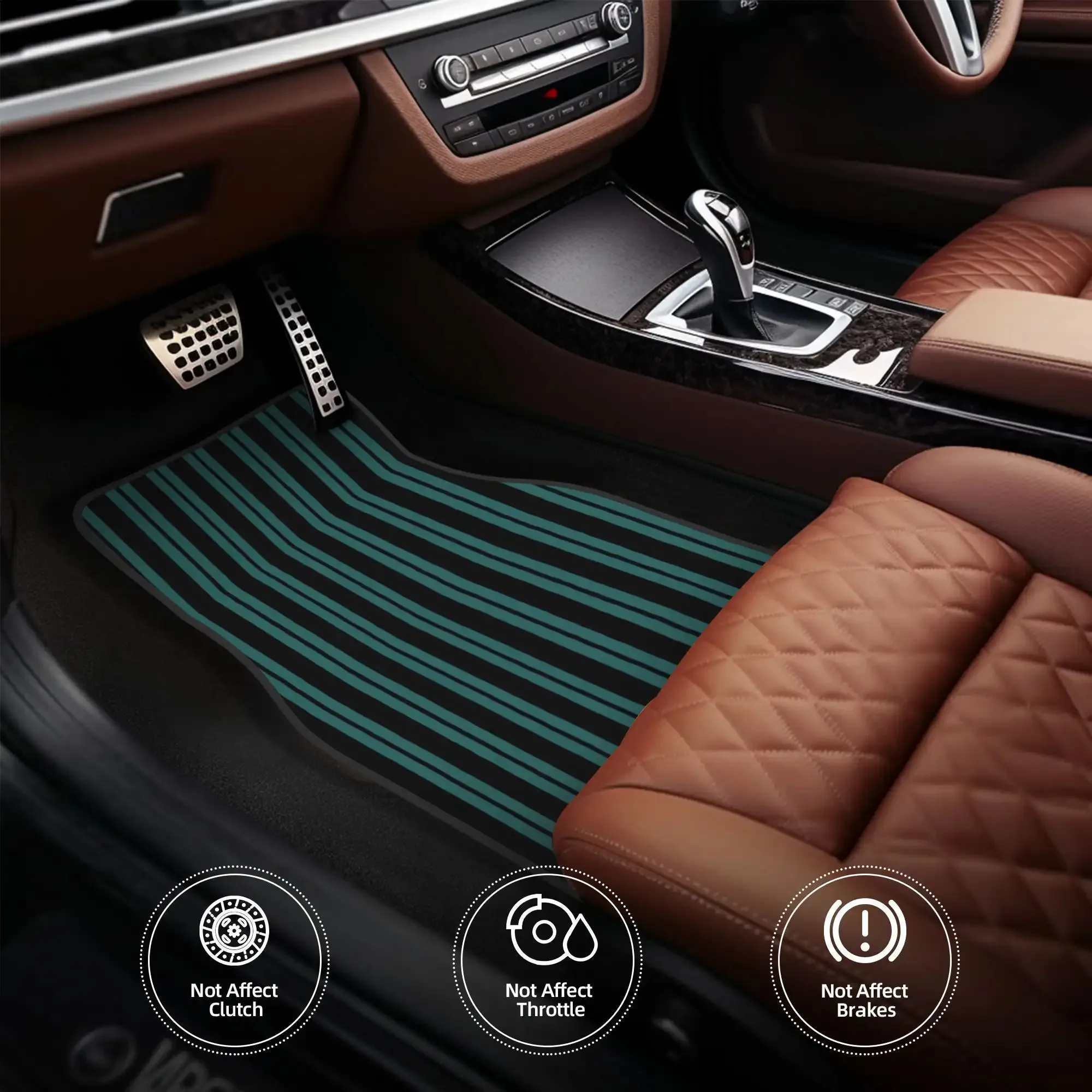4pcs Haunted Mansion Maid Vertical Stripes Car Floor Mats - Durable Polyester Fiber, Fit For Cars, Playful Design, Ideal Gift, V