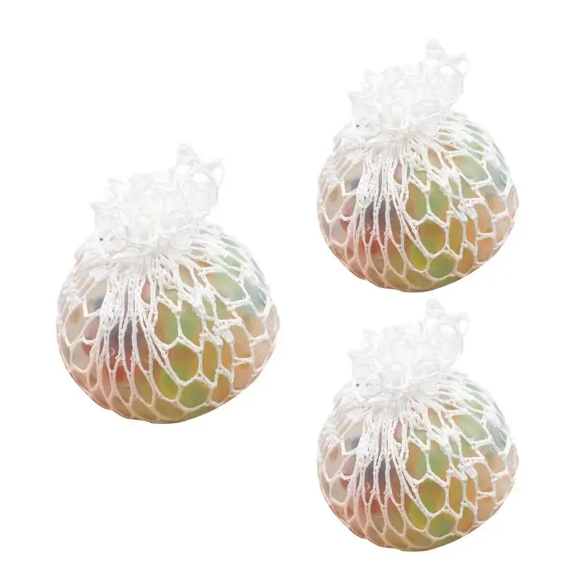 Squish Balls com grânulos coloridos para crianças e adultos, Stress Ball, Fidget Toy, não-pegajoso, pitada bonito, brinquedos sensoriais, 3PCs