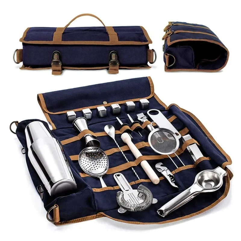 

Professional Bartender Travel Bag Portable Bar Canvas Tool Bag Cocktail Shaker Wine Set Storage Bag Without Tools