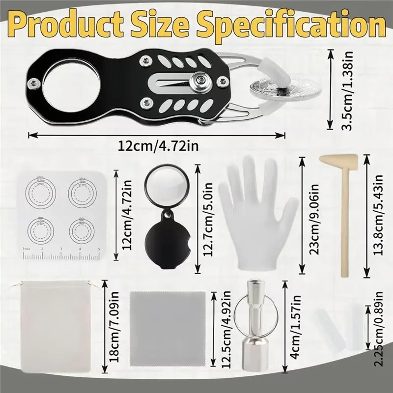 B50C コインテスターキット、ポケットピンガー、金と銀の音響共鳴＆サイズチェッカー検証ツール（コレクター向け）