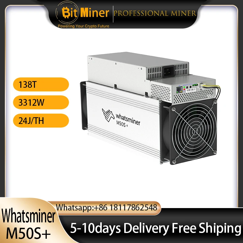 Whatsminer M50S+ 138T Crypto Miner 144T 146T BTC Mining Machine Ready Stock, Free Shipping minero bitcoin HK(Origin) asic miner