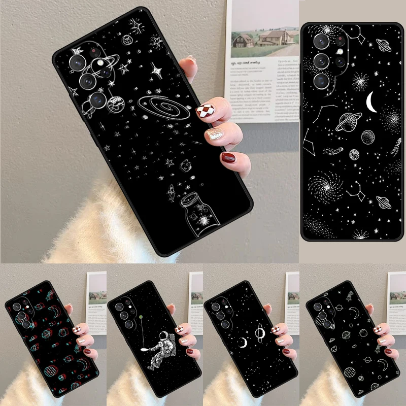 Trippy Art Ästhetische Weltraum-Mond TPU Handyhülle für Samsung Galaxy Note 10 Pro S26 S25 S24 S23 S22 Ultra Plus S21 FE S20 Cover