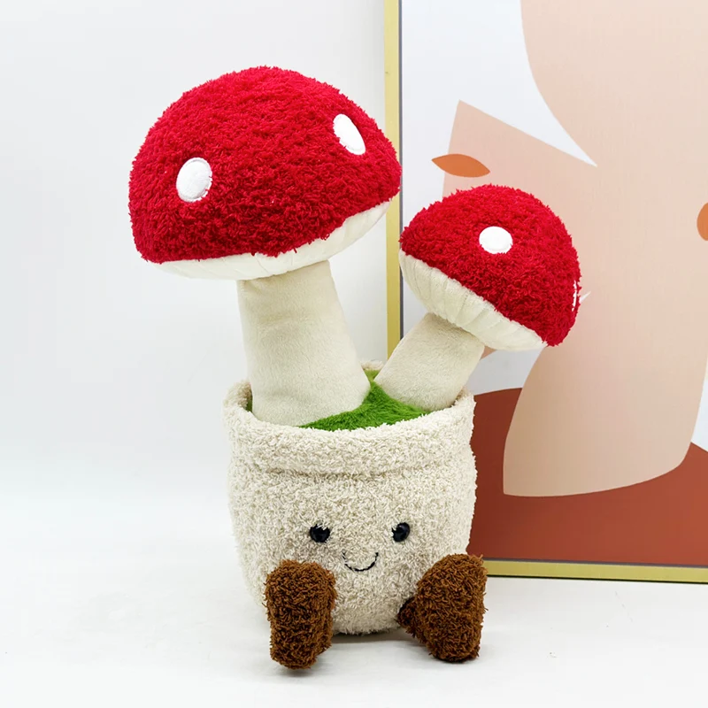 30cm kawaii simulação cogumelo realista brinquedo de pelúcia recheado vasos plantas vermelho bonito babys conforto bonecas para meninas presentes decoração