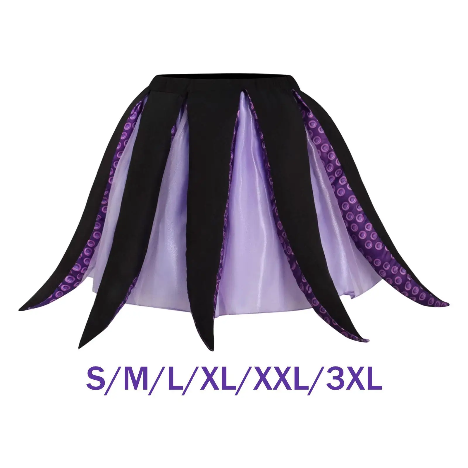Black Purple Ursula Octopus Skirt Elastic Tutu Performance Costume for Adult Women Halloween Party Masquerade