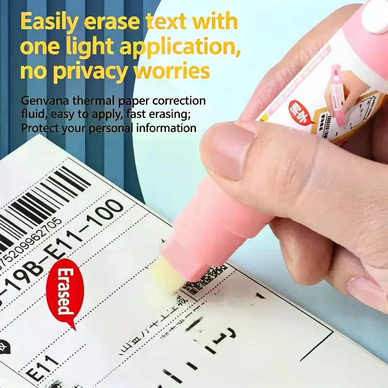 Thermal Label Correction Marker With Mini Box Cutter Cute, Thermal Paper Eraser, Privacy Information Coverage Fluid Liquid