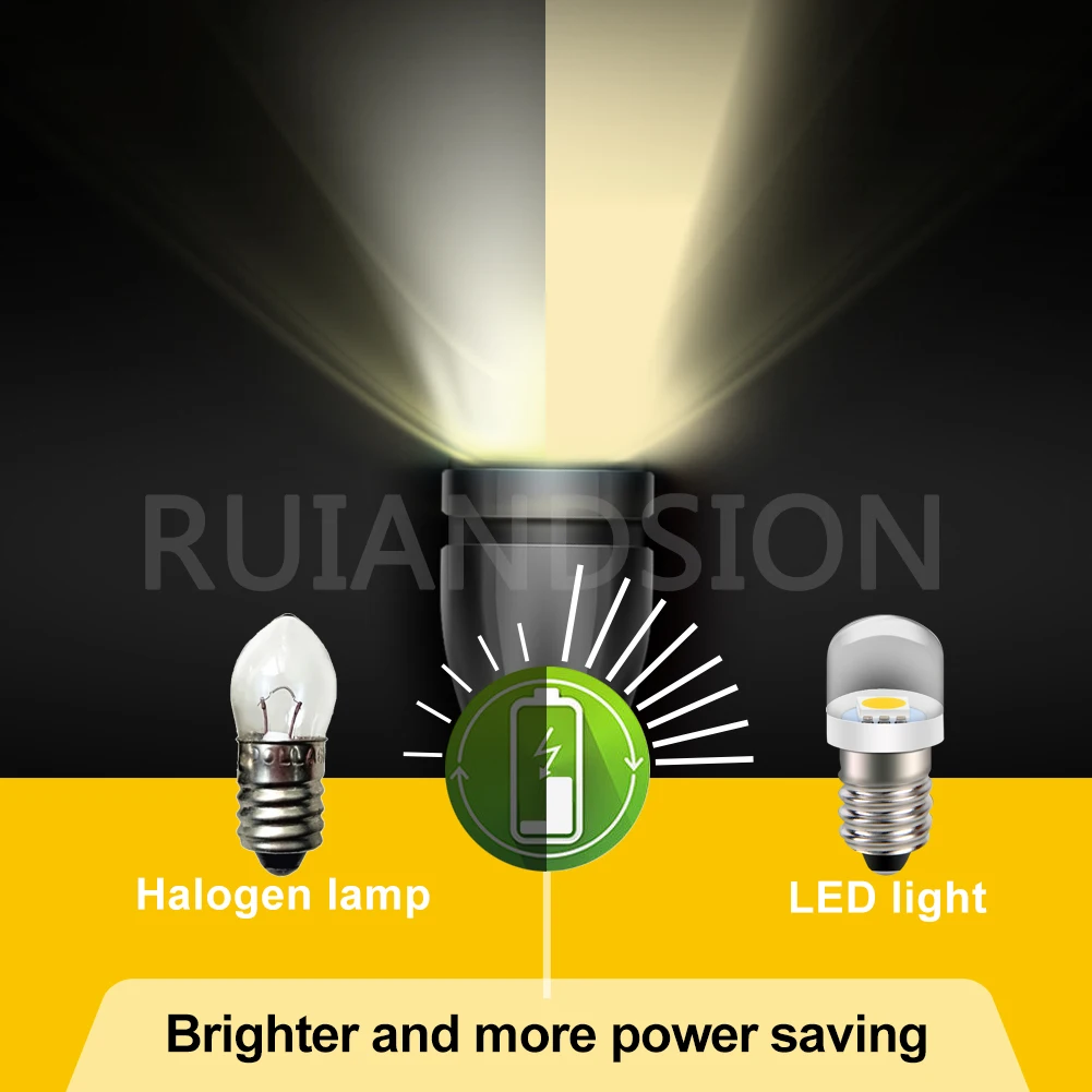 E10 LED Bulb 3V 6V 12V Mini Screw Base Light 5050 SMD 4300K/6000K/Yellow Replacement Lamp for Flashlight Torch RV Car Indicator