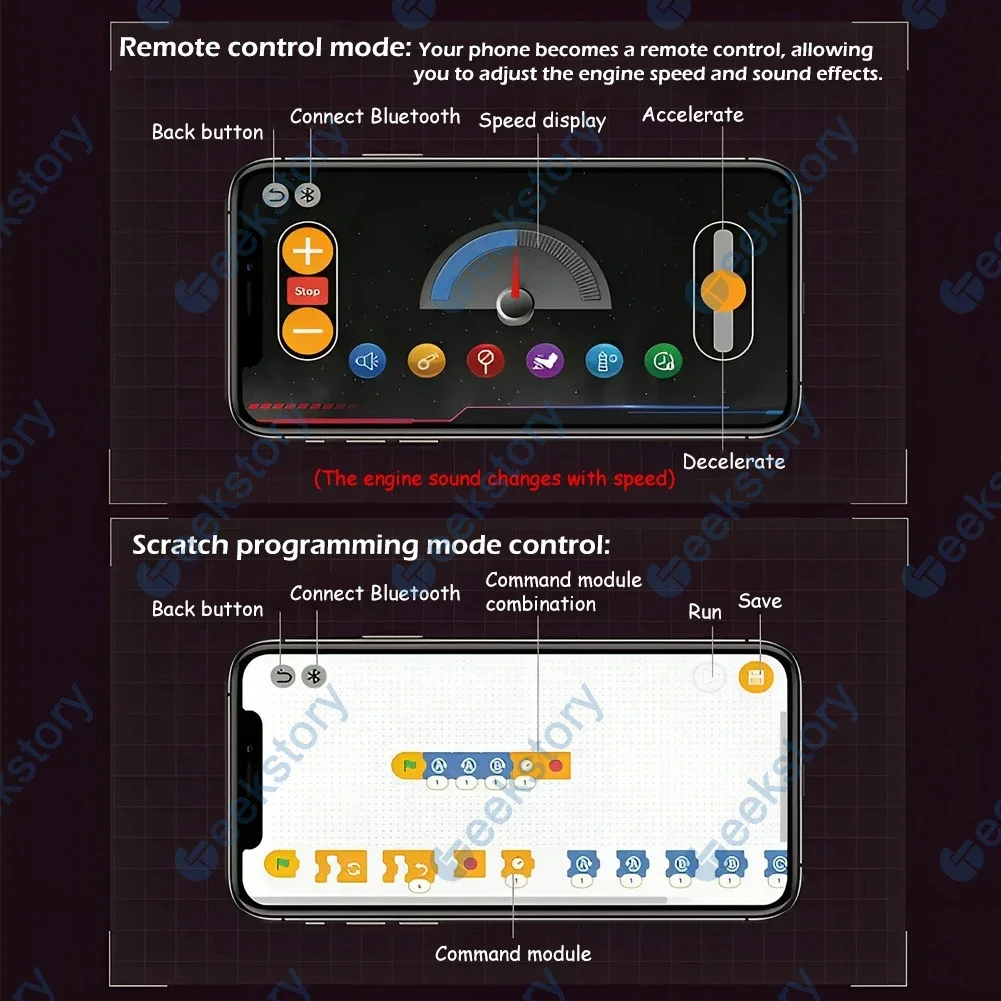 715PCS K96206 Simulation V8 Engine Model Building Blocks Set Support APP Control With LED Light Motor STEM Educational Toy Gift