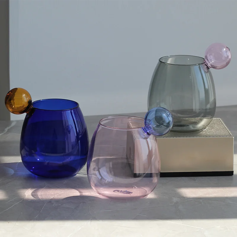

Creative Big Belly Ball Water Cup Gift Contrasting Color Cute Heat-Resistant Glass Cup Coffee Juice Milk Smoothie Wine Cup 400ml