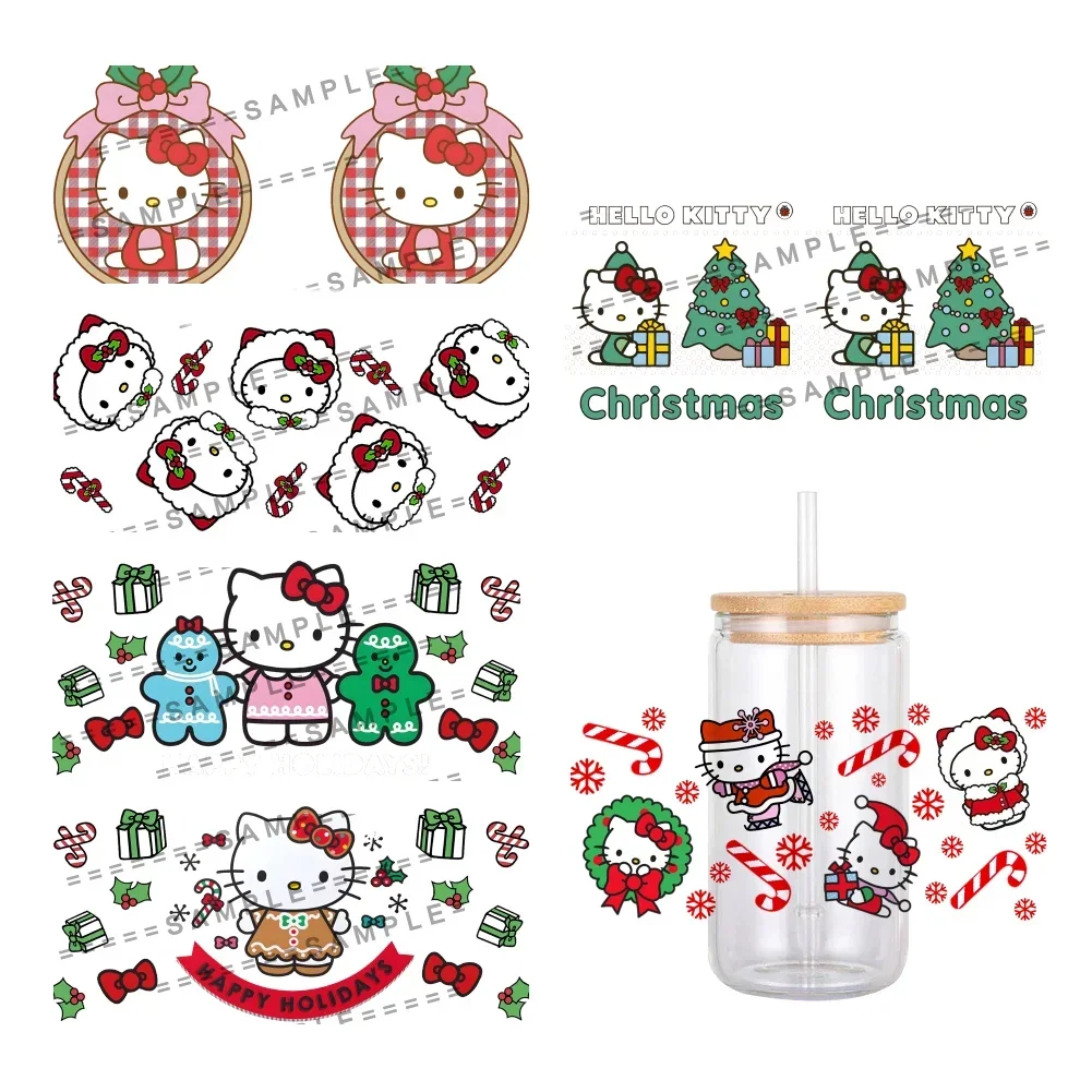 

Christmas Cute Sanrio Hello Kitty UV DTF Transfer Sticker Waterproof Transfers Decals For 16oz Glass Cup Wrap Stickers