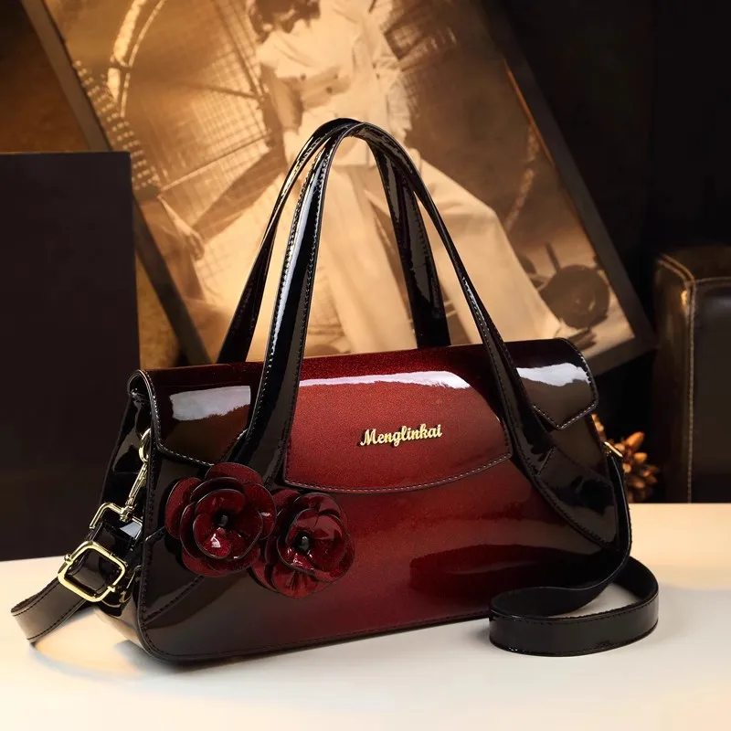 

Large Capacity Flowers Leather Women's Handbags 2024 New Single Shoulder Crossbody Bag fashion Middle-aged Portable Mom Bags